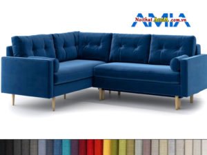 Mẫu ghế sofa góc nỉ màu xanh dương đẹp