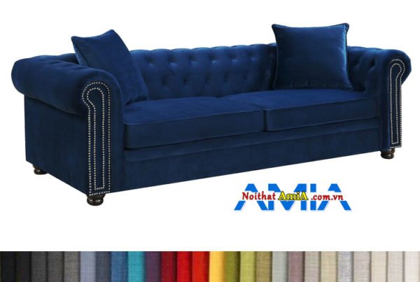 Mẫu ghế sofa tân cổ điển cao cấp màu xanh dương