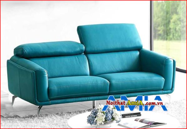 Ghế sofa văng đẹp phòng khách màu xanh chụp gần