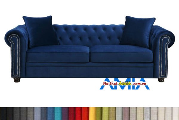 Ghế sofa văng tân cỏ điển màu xanh dương đẹp AmiA SFN199236