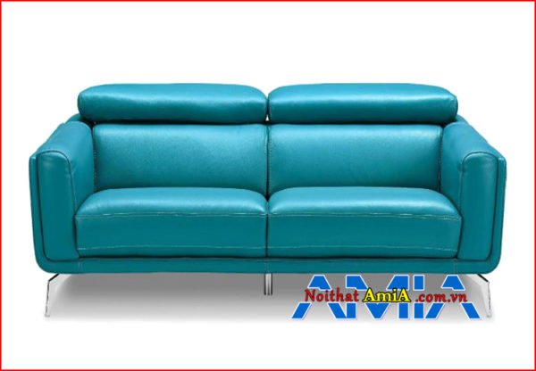 Ảnh ghế sofa da màu xanh ngọc kê phòng khách đẹp