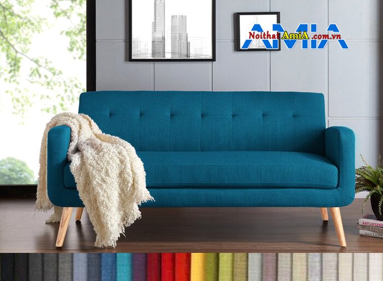 Mẫu ghế sofa văng nỉ màu xanh dương đẹp AmiA SFN199227