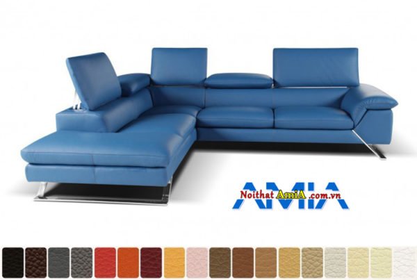 Mẫu ghế sofa góc da tựa gật gù đẹp cho phòng khách AmiA SFN199243