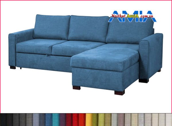 Ghế sofa nỉ hình L đẹp xanh dương AmiA SFN199242