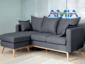 sofa nỉ chữ L xám lông chuột đẹp AmiA SFN199267