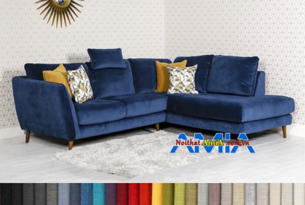 sofa góc nỉ màu xanh dương hợp mệnh Thủy AmiA SFN199258