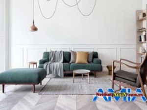 Mẫu ghế sofa văng dạng 2 chỗ ngồi màu xanh AmiA SFN20012011