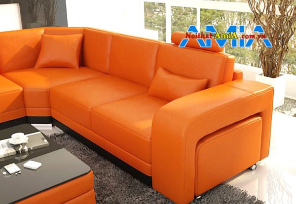 sofa biệt thự tay vịn vuông hiện đại