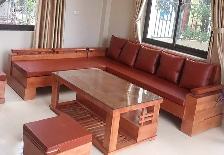 bộ bàn ghế sofa khung gỗ Sồi phòng khách đẹp