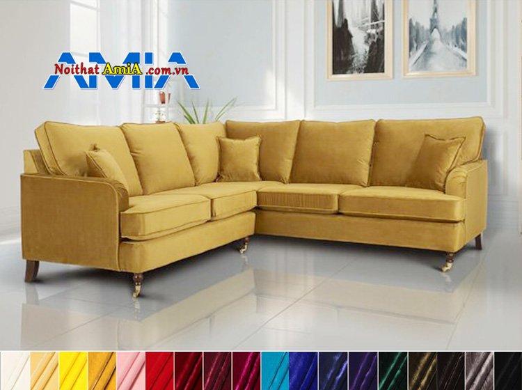 sofa nhung góc đẹp hiện đại