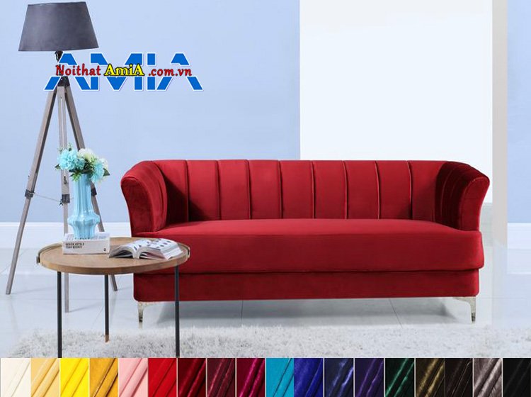 sofa nhung màu đỏ đẹp cho shop thời trang