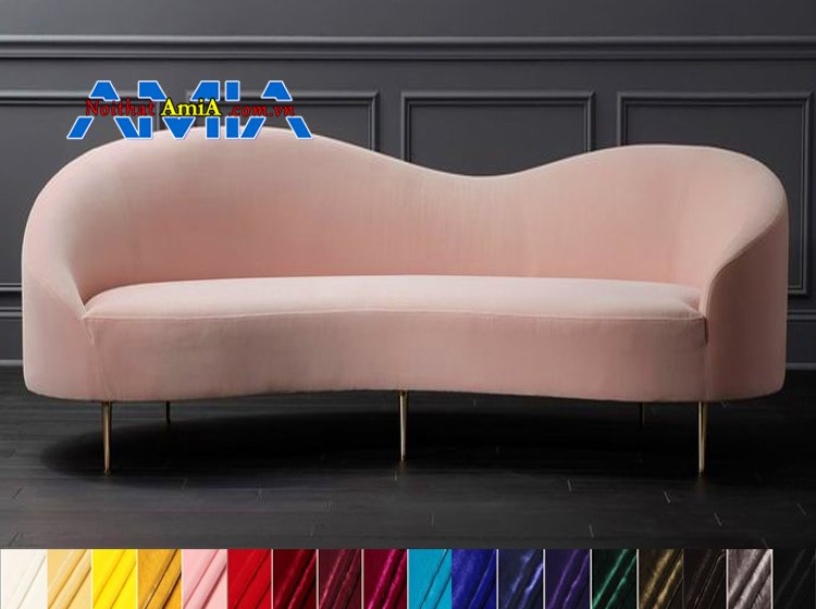 sofa nhung thư giãn màu hồng phấn đẹp