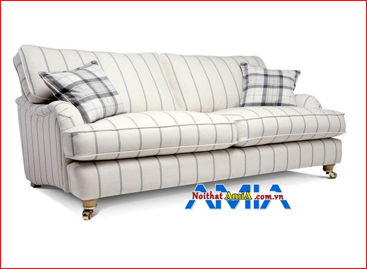 ghế sofa vải bố sọc kẻ màu trắng