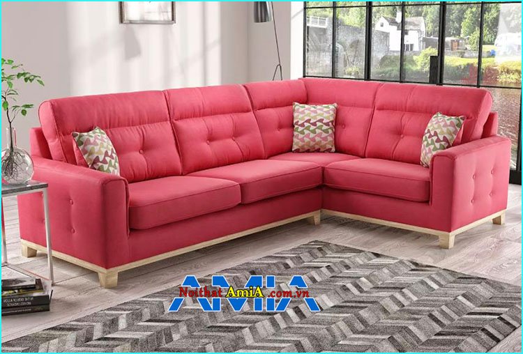 sofa vải nỉ màu đỏ dạng góc L