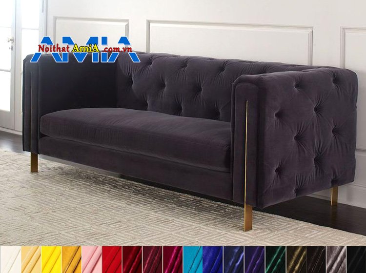 sofa văng tân cổ điển bọc vải nhung cao cấp