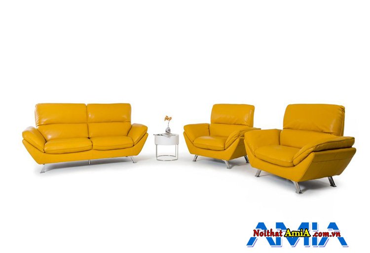 Bộ bàn ghế sofa hiện đại màu da bò sang trọng