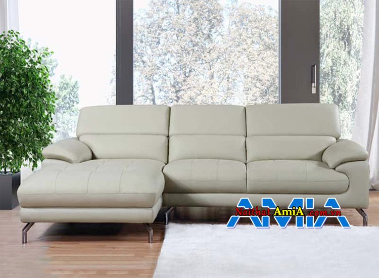 sofa bọc da hiện đại màu kem