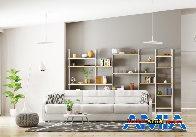 Mẫu sofa góc bọc nỉ màu trắng đẹp