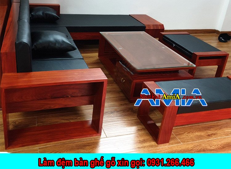 Đêm da ghế sofa gỗ sang trọng