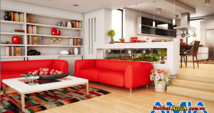 Hình ảnh mẫu ghế sofa văng ghép bộ màu đỏ làm theo yêu cầu riêng