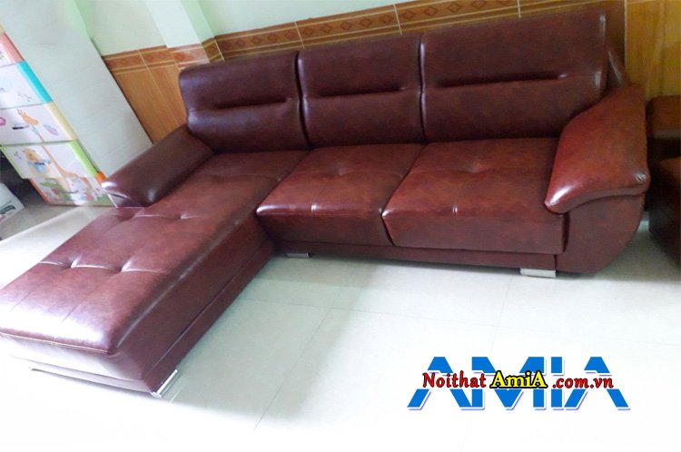  sofa bọc da giá rẻ 8 triệu đẹp màu nâu đỏ