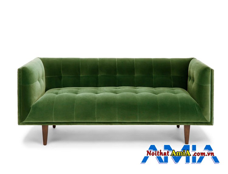 Ghế sofa bọc nỉ dày dặn xung quanh ghế được may rút khuy cách điệu