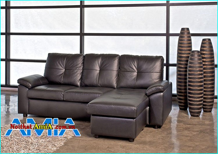 Ghế sofa bọc da màu đen sang trọng hiện đại