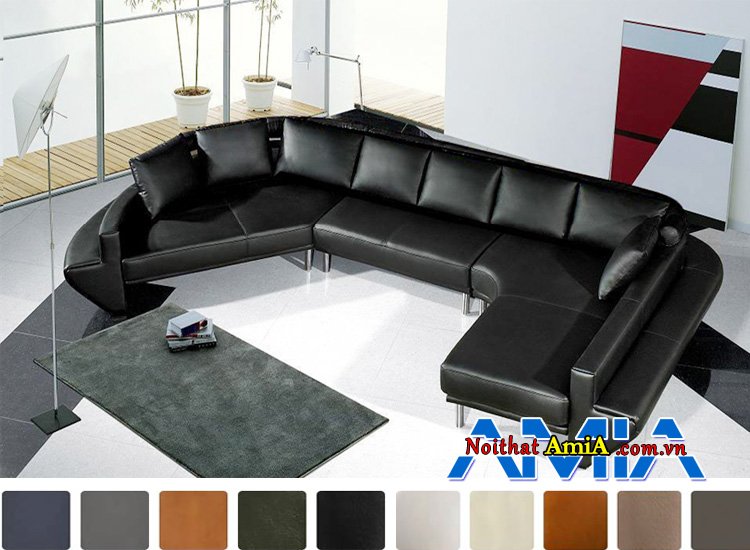 ghế sofa da microfiber sang trọng màu đen