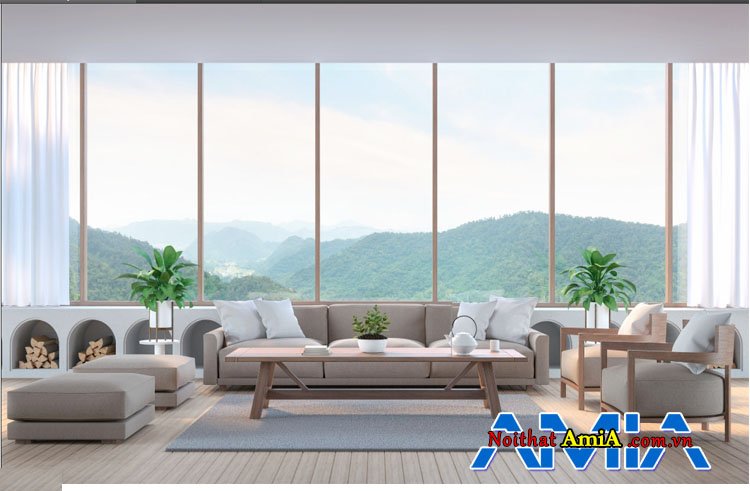 Hình ảnh bộ bàn ghế sofa đẹp hiện đại giá rẻ màu trắng sang