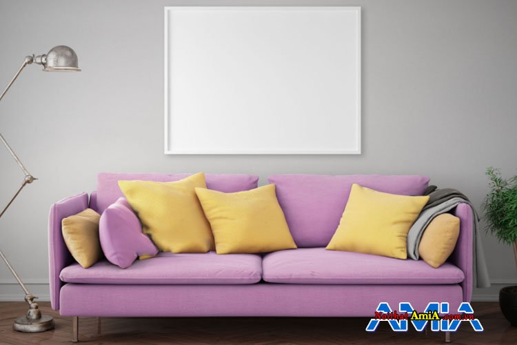 Hình ảnh mẫu ghế sofa màu tím đẹp thiết kế dạng văng 2 chỗ