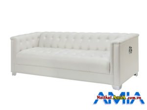 Mẫu bàn ghế sofa màu trắng sữa dạng văng