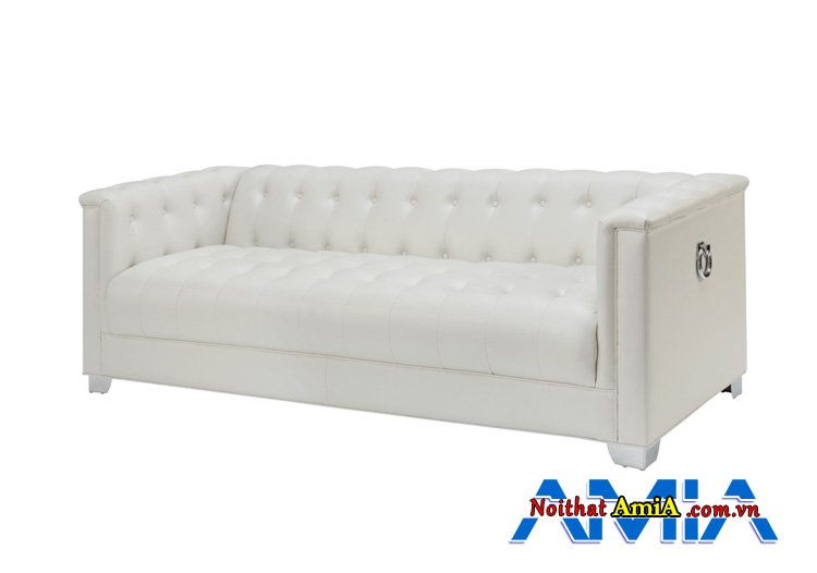 Mẫu bàn ghế sofa màu trắng sữa dạng văng