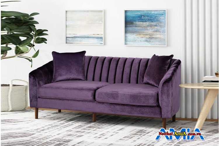 Hình ảnh mẫu ghế sofa bọc nỉ màu tím giá rẻ