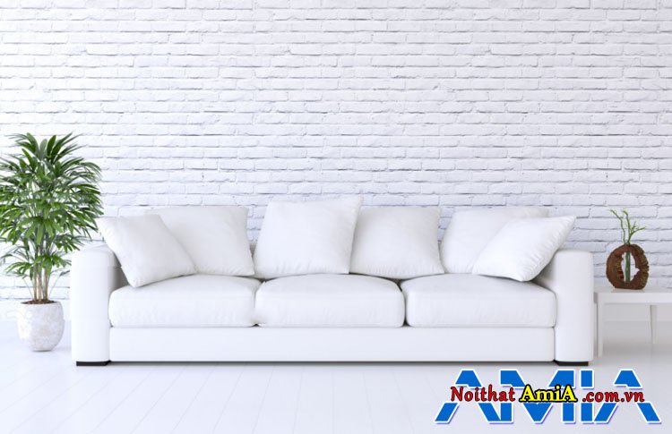 Mẫu ghế sofa đẹp màu trắng thiết kế dạng văng 3 chỗ ngồi