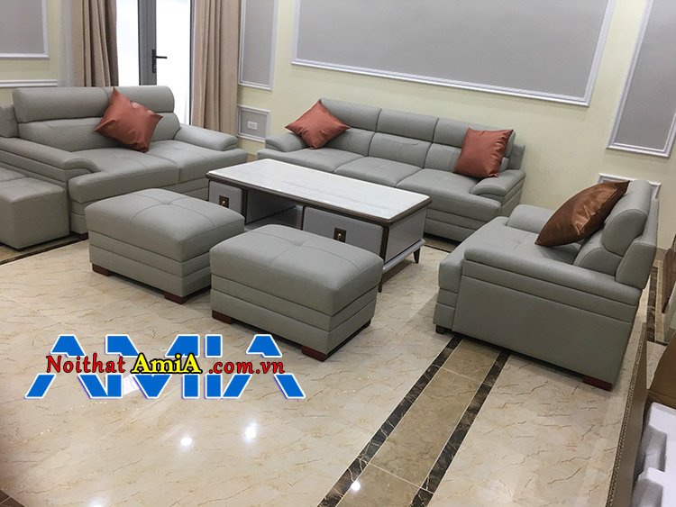 Sofa bọc da giá rẻ dạng văng bộ hiện đại