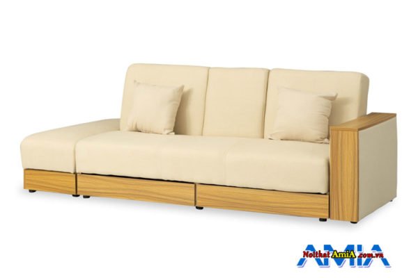 Mẫu ghế sofa gỗ Sồi hiện đại màu kem sữa đẹp