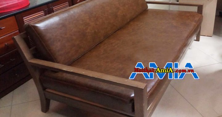 Bộ sofa văng gỗ đệm da phòng khách