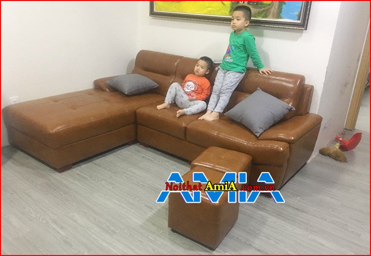 Mẫu ghế sofa da Simili công nghiệp màu da bò đẹp