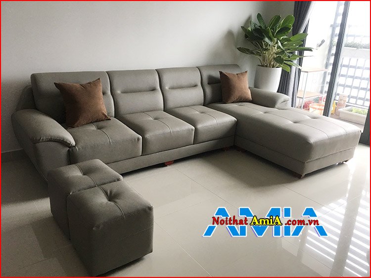 Ghế sofa giả da giá rẻ chữ L chung cư