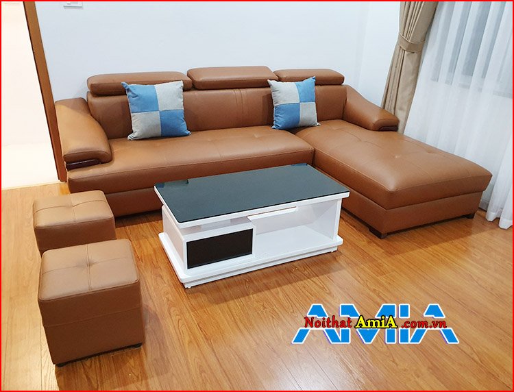 Mẫu ghế sofa giả da Simili giá rẻ màu da bò đẹp