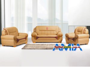 Ảnh bộ sofa da văn phòng đẹp màu kem AmiA SF1992220