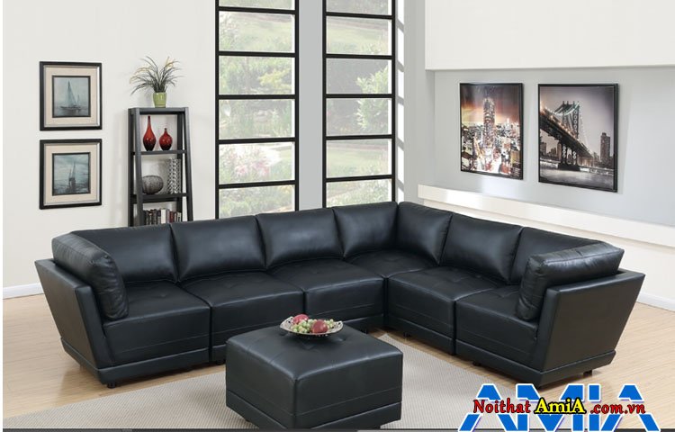 Bộ sofa góc kích thước lớn màu tối