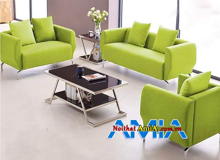 sofa văn phòng xanh 