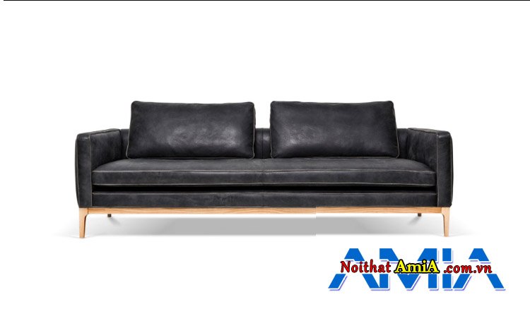 Ghế sofa văng da màu đen đẹp sang