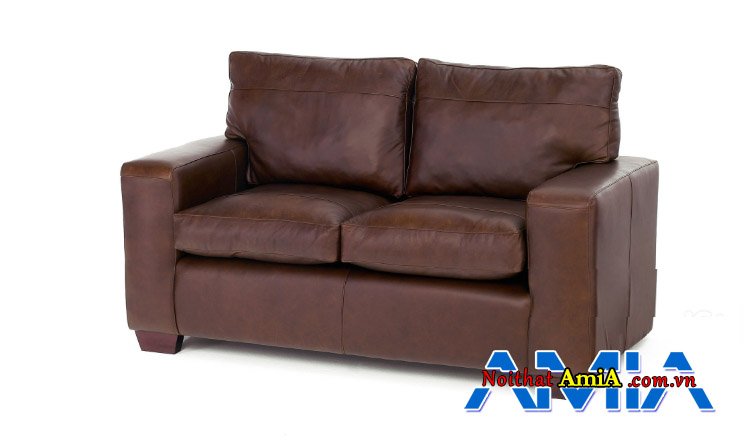 Mẫu sofa bọc da màu nâu đất sang