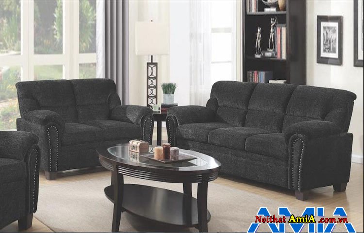 Mẫu sofa văng nỉ màu đen đẹp