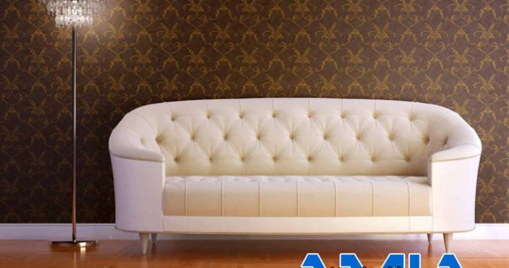 Hình ảnh mẫu sofa văng màu trắng thiết kế tân cổ điển đẹp