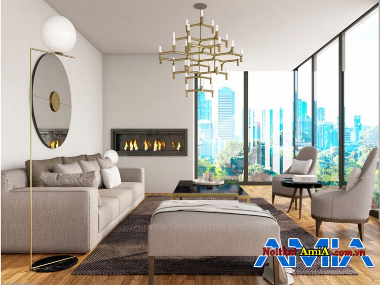 Nội thất biệt thự có sofa hiện đại