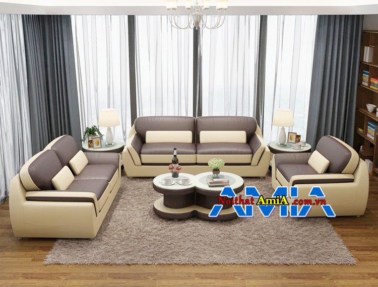 sofa bộ văn phòng bọc da pha màu AmiA SF1992228