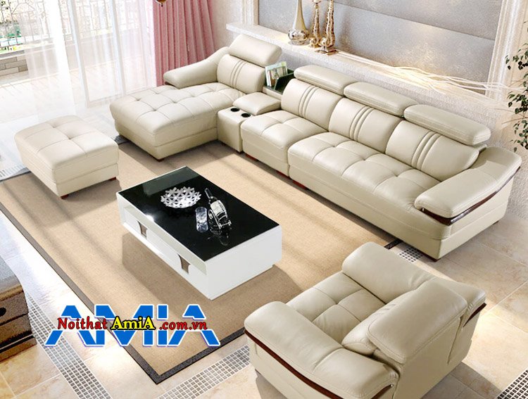 Hình ảnh sofa da bò nhập khẩu Ý phòng khách đẹp